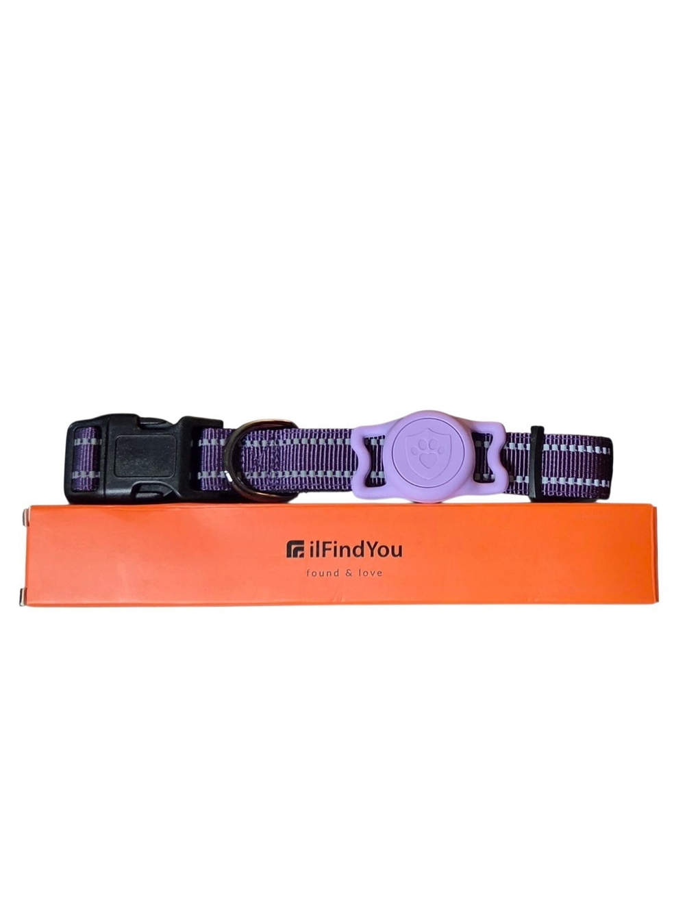 ​ilFindYou Reflective AirTag Dog Collar Purple Size Large 16"-26" New Open Box
